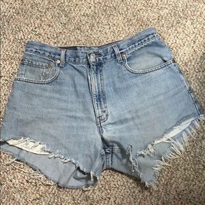 Hand cut distressed Levi shorts